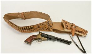 American BKA 98 Model Replica Smith and Wesson Colt, with fancy leather belt and holster