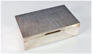 A Silver Table Cigarette Box Of Good Quality with cedar wood interior. The cover in a bark