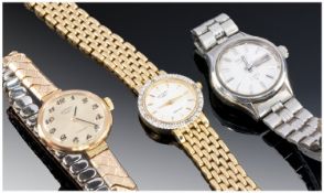 Ladies Dress Wristwatches (3) in total. Comprises 1. Rotary gold plated watch, 2. Seiko automatic