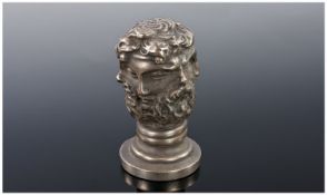 White Metal Six Face French Style Notary Seal. There is an engraved registration number 6634,