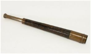 Chadburns Ltd Liverpool Single Draw Telescope. Leather Clad Barrel. Length When Closed 20¾ Inches.