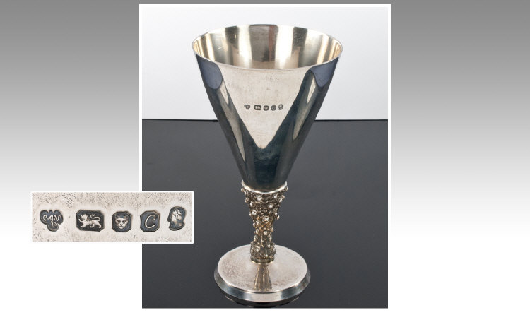 Elizabeth II Fine Silver Jubilee Chalice in 16th Century style. Hallmark London 1977, 6.25`` in