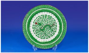 20th Century Oriental Cabinet Plate, decorated with a green band to edge, with diagonal