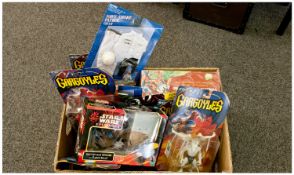 Box of Collectable Toys, Includes Gargoyles, G.I.Joe Clothes, Star Wars, Grandstand 3600 MK lll