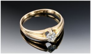 18ct Gold Diamond Ring, Set With A Round Cut Diamond, Estimated Diamond Weight .30ct, Hallmark