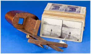 Wooden Stereoscope Together With Approx 118 Photographic Image/Viewing Cards, Various Subjects To