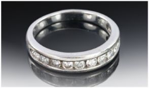 9ct White Gold Diamond Eternity Ring, Channel Set Round Cut Diamonds, Estimated Diamond Weight .75ct