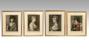 Victorian Prints (4 in total) Of types of Beauties by Famous Artists of the day. Large sizes. All