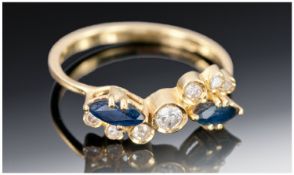 18ct Gold Sapphire & Diamond Dress Ring, Fully Hallmarked, Ring Size O.