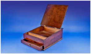 Early 20th Century Birch Writing Box, the gentle sloping top, opening to reveal well and pen