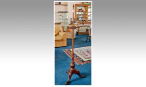 19th Century Mahogany Pole Screen Stand, with a turned column, with elaboate turned fluted and