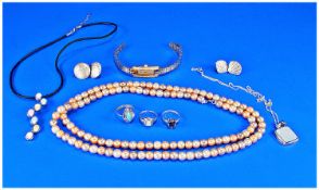 Small Collection Of Silver & Costume Jewellery, Comprising Silver Chain And Pendant, Beads,