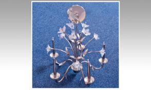 Contemporary 15 Branch Steel Framed Chandelier, with steel stems and moulded glass petals