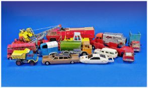 A Collection of Old Dinky and Corgi Toys, Including a Crain, JCB, and other cars.