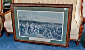 C E Wagstaff Engraving. Large Framed Golfing Print `The Golfers`, `A Grand Match Played over St