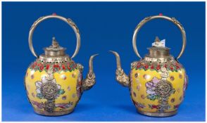 Pair of Decorative Oriental Style Teapots.