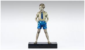 Ferdinand Preiss 1882-1943 Fine Cold Painted Bronze Figure `Sonny Boy` Circa 1925. Raised on black