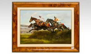 Max Brandrett `Beechers Brook, Aintree`  Framed Oil on Canvas. 30 by 20 inches. Signed lower right.