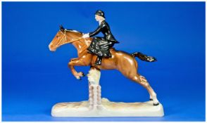 Beswick Horse & Rider Figure `Huntswoman` Model number 982. Issued 1942-67. 10`` in height.