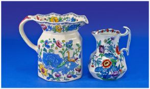 Masons Ironstone Jug, stamped `Regency`, decorated with foliage to sides and hand painted detail