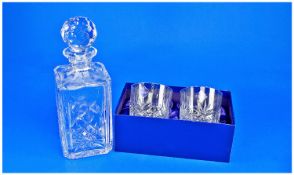 Edinburgh Crystal Boxed Pair Of Whiskey Glasses Together With A Decanter.