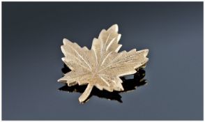 Canadian Interest. A 10ct Gold Brooch Realistically Designed As A Maple Leaf. Marked 10k and