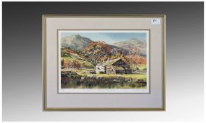 Judy Boyes Limited Edition Signed Print. `Bridge End, a Lakeland Farmhouse`. Signed and titled in