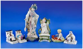 Miscellaneous Lot of Figures and Fairings including Lladro Japanese girl, Sitzendorf child and
