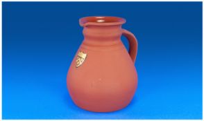 19th Century Wedgwood Terracotta Coloured Ale Jug, decorated to front with the Cambridge