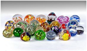 Small Box Containing Approximately 25 Assorted Glass Decorative Paperweights, decorated in a