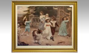Arthur J Elsley 1902 Framed Print. Titled `The Home Team`. Gilt frame. 30 by 24 inches including