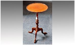Small Mahogany Tripod Wine Table, circular top, moulded edge, raised on turned column with reeded