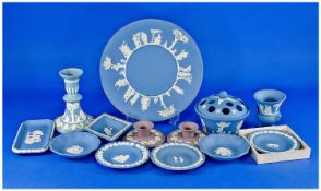 Collection of Various Blue and White Wedgwood Jasperware, including plate, pot pourri bowl,
