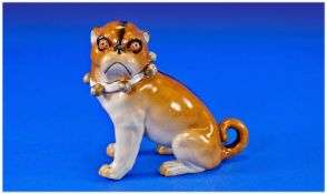 Conta & Boehm Ceramic Large Pug Dog Figures. Stand 5.25`` in height.