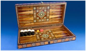 Anglo Indian Games Box, probably late 19th century, ornately inlaid all over, with parquetry of