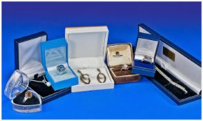 Collection Of Silver Jewellery, Comprising Four Rings Set With Neptune Topaz, Cameo, Quartz And