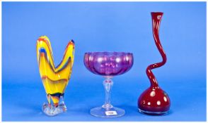 Small Collection of Glass comprising large ruby coloured pedestal glass bowl, a large Polish `