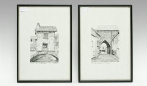 Pair of Pen and Ink Drawings 1. The Old Gatehouse, Cartmel 2. Bridge House, Ambleside. Both By H