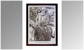 Large Framed John Wayne Poster ` The Train Robbers` by Warner/Bat Jac 1973. 24 by 34 inches.