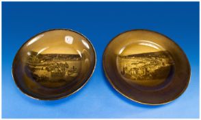 Ridgway Cabinet Plates with matching bowl. Both with photographic harbour scenes.