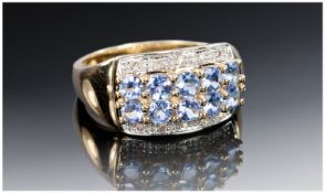 9ct Gold Tanzanite And Diamond Ring, Fully Hallmarked, Ring Size P.