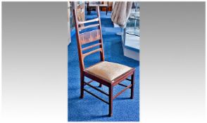 Arts and Crafts Mahogany Bedroom Chair, circa 1895, the back with horizontal rails and a large