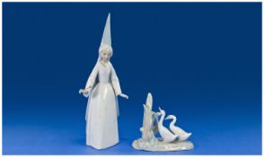 Lladro Figure `Fairy` Model No 4595. Issued 1969-1994 11`` high. Plus a Nao by Lladro Group Figure