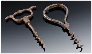 Early 20th Century Metal Cork screws. 4.5`` and 5``inches in length.