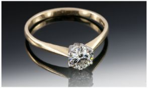 18ct Gold Mossanite Solitaire Ring. , Six Claw Setting, Fully Hallmarked.