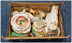 Good Box of Assorted Ceramics, comprising, a Wien Austrian flamingo  figure group, a Royal Worcester