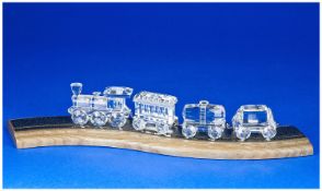 Swarovski Crystal 4 Piece Train Set and Track, comprises A.  Tipping Wagon no 7471 000 005 171 233