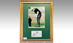 Framed Photograph of `Sergio Garcia` with Signature below. Certificate of Authenticity to reverse.