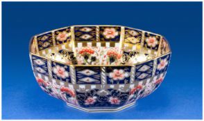 Royal Crown Derby Imari Pattern Octagonal Sided Bowl. Date 1917. 2.25`` in height, 5.25`` in