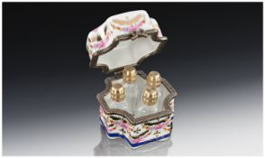 French Style Scent Holder, Hinged Lid Containing Four Scent Bottles